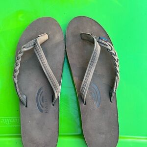 Rainbow Sandals Women’s Size 9 Brown Leather Braided Strap Flip Flops